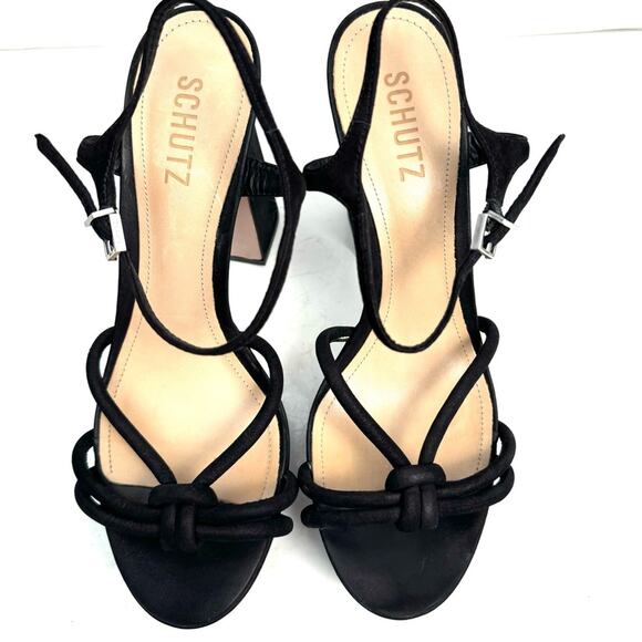 SCHUTZ Black Picca Sandal Heels Shoes Size 8.5 - Picture 2 of 8